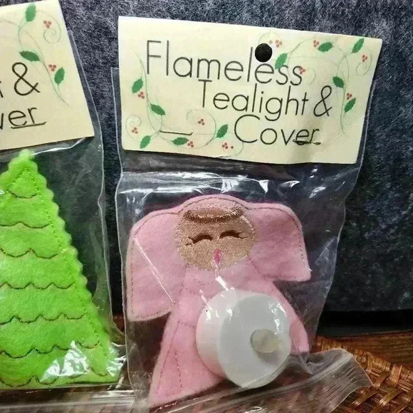 Christmas Tealight Candle Covers, Holiday Home Decor, Fabric  Set Of 4 - Picture 5 of 7